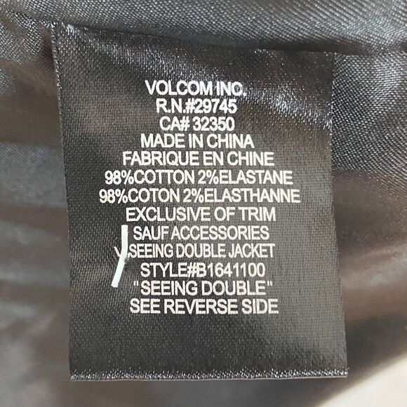 Volcom Jacket Women's XL Tan Black Trench Animal Print Mid Length Button Up - Picture 6 of 8